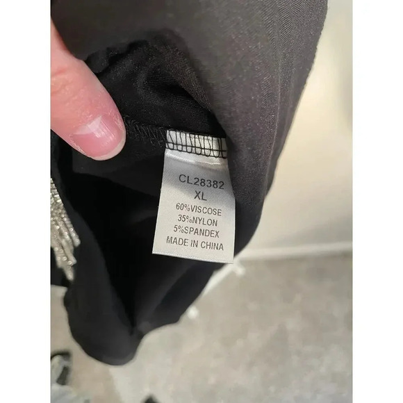 Pink‎ Lily Black Mock Neck Mini Dress with Rhinestone Tassels - Picture 10 of 10